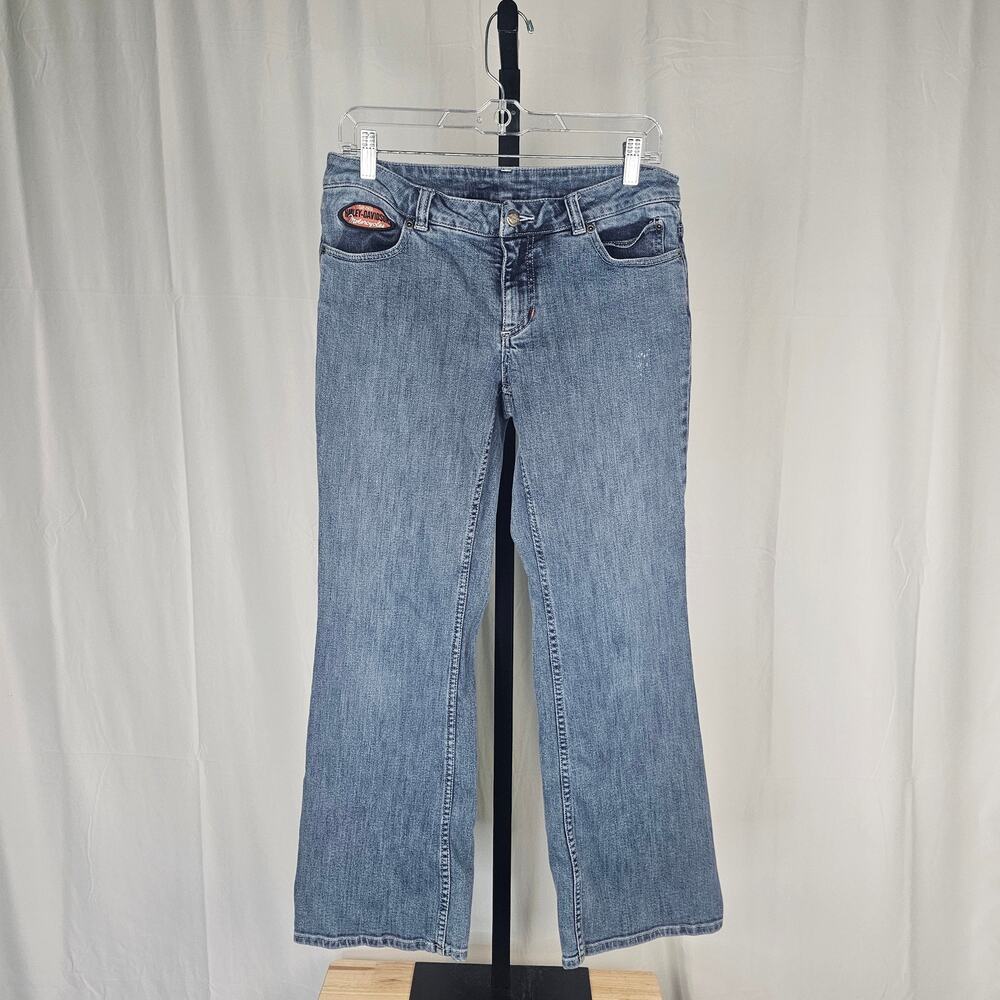 Harley-Davidson Bootcut Jeans Women’s Size 6 Vintage Y2K Eagle Patch Denim